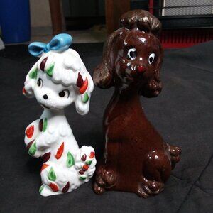 Vintage MCM Poodle Ceramic Figurines Japan